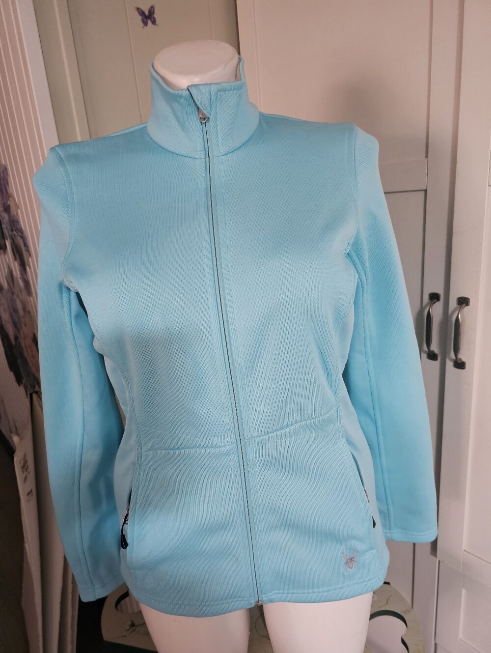 Spyder Womens L Core Sweater Jacket Aqua Blue Full Zip Fleece Ski Outdoor Unworn
